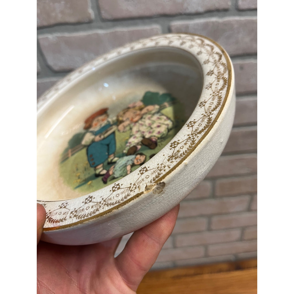 Antique Victorian Baby Feeding Dish Bowl Plate Dolly Dingle Doll Campbell Soup Kids
