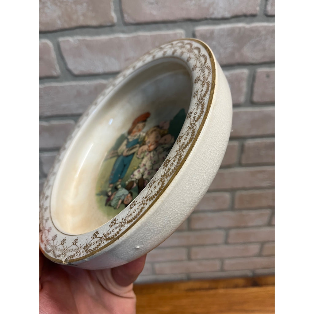 Antique Victorian Baby Feeding Dish Bowl Plate Dolly Dingle Doll Campbell Soup Kids