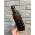 John John Graf c1880s Milwaukee Wis Amber Brown Panel Soda Bottle Blob Top