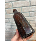 John John Graf c1880s Milwaukee Wis Amber Brown Panel Soda Bottle Blob Top