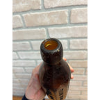 John John Graf c1880s Milwaukee Wis Amber Brown Panel Soda Bottle Blob Top