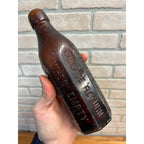 John John Graf c1880s Milwaukee Wis Amber Brown Panel Soda Bottle Blob Top