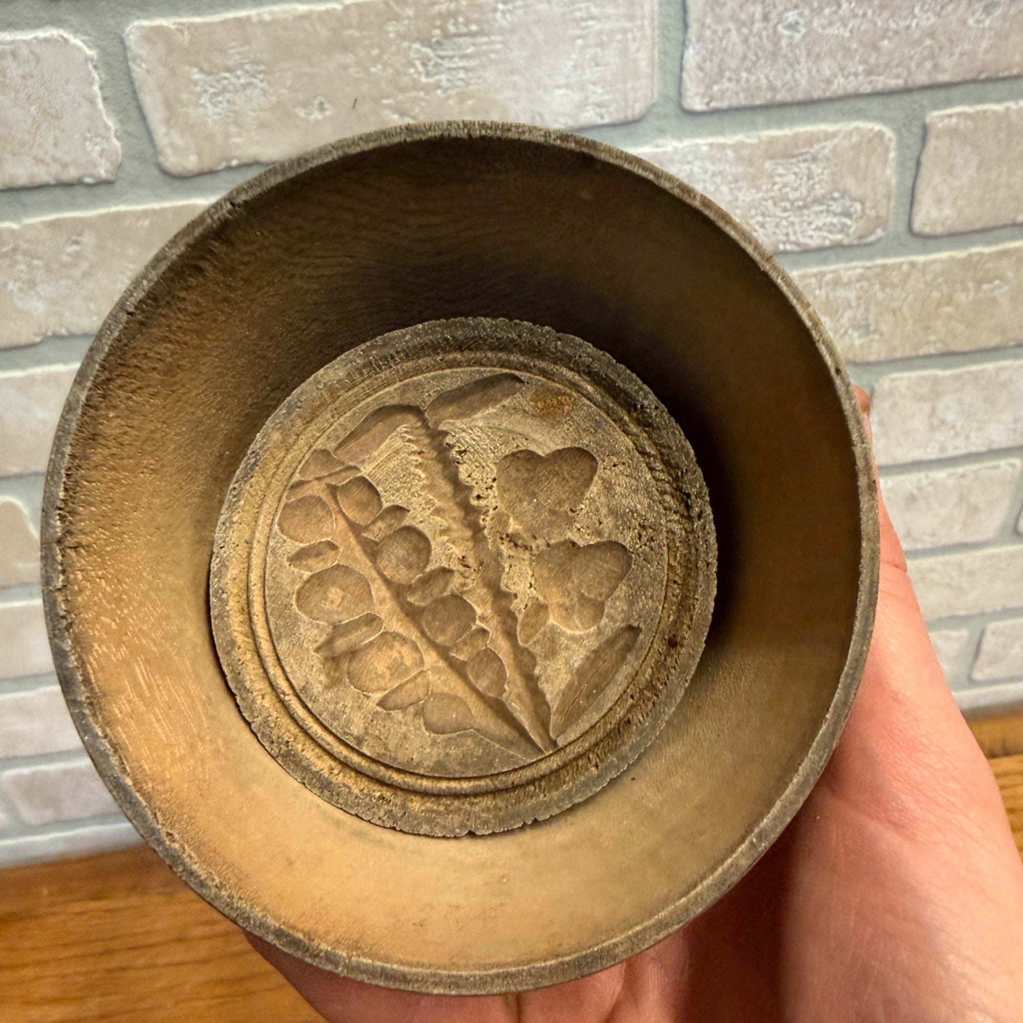 Antique Primitive 19th c. Butter Mold Press Flower Floral Pattern Farmhouse