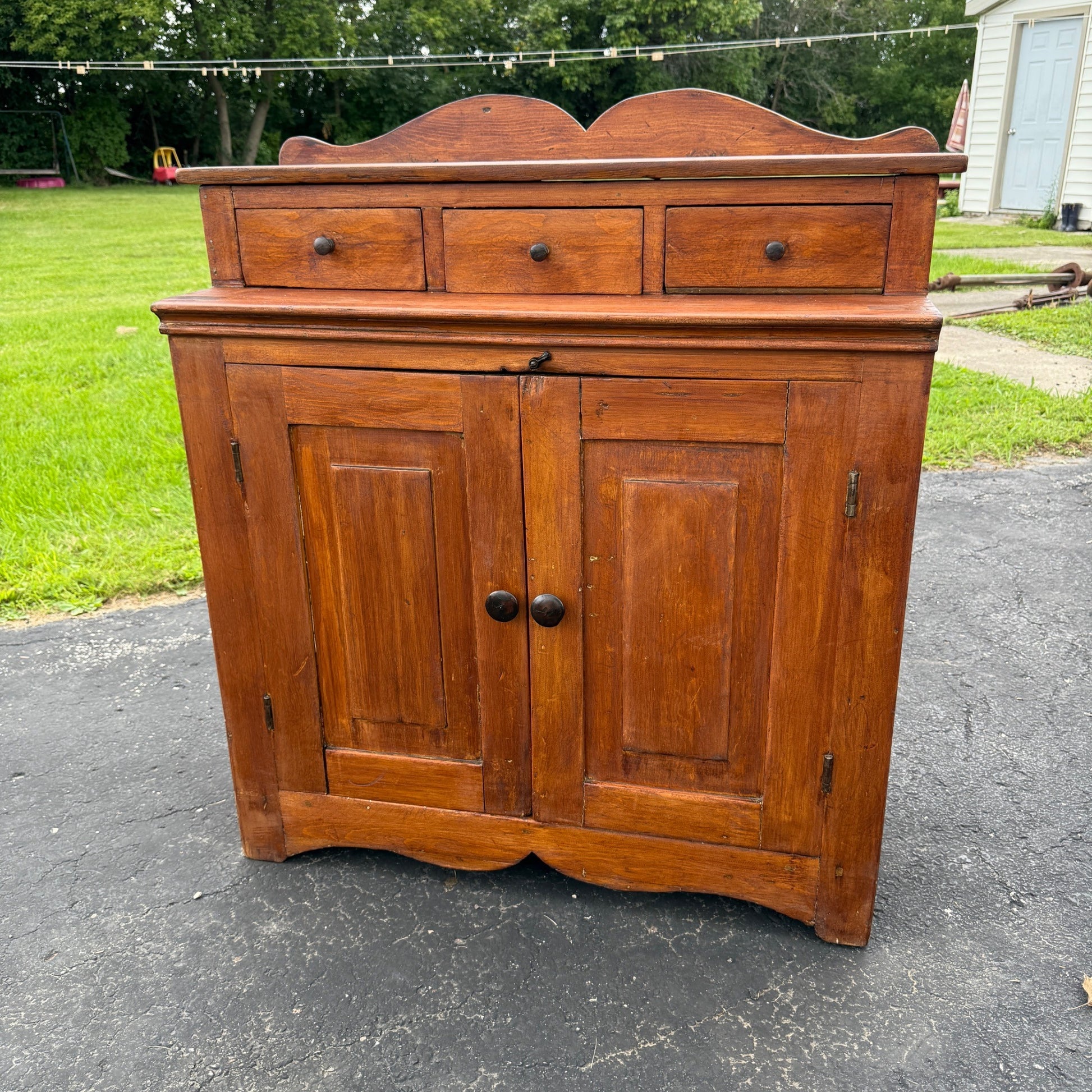 Antique Primitive Pennsylvania Jelly Pantry Cabinet 1800s Farmhouse Three Drawer