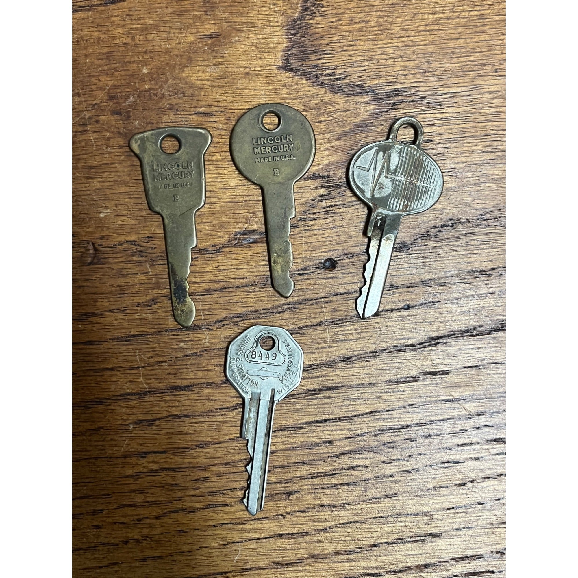 Vintage Mercury Lincoln GM Automobile Car Keys Lot Brass Embossed