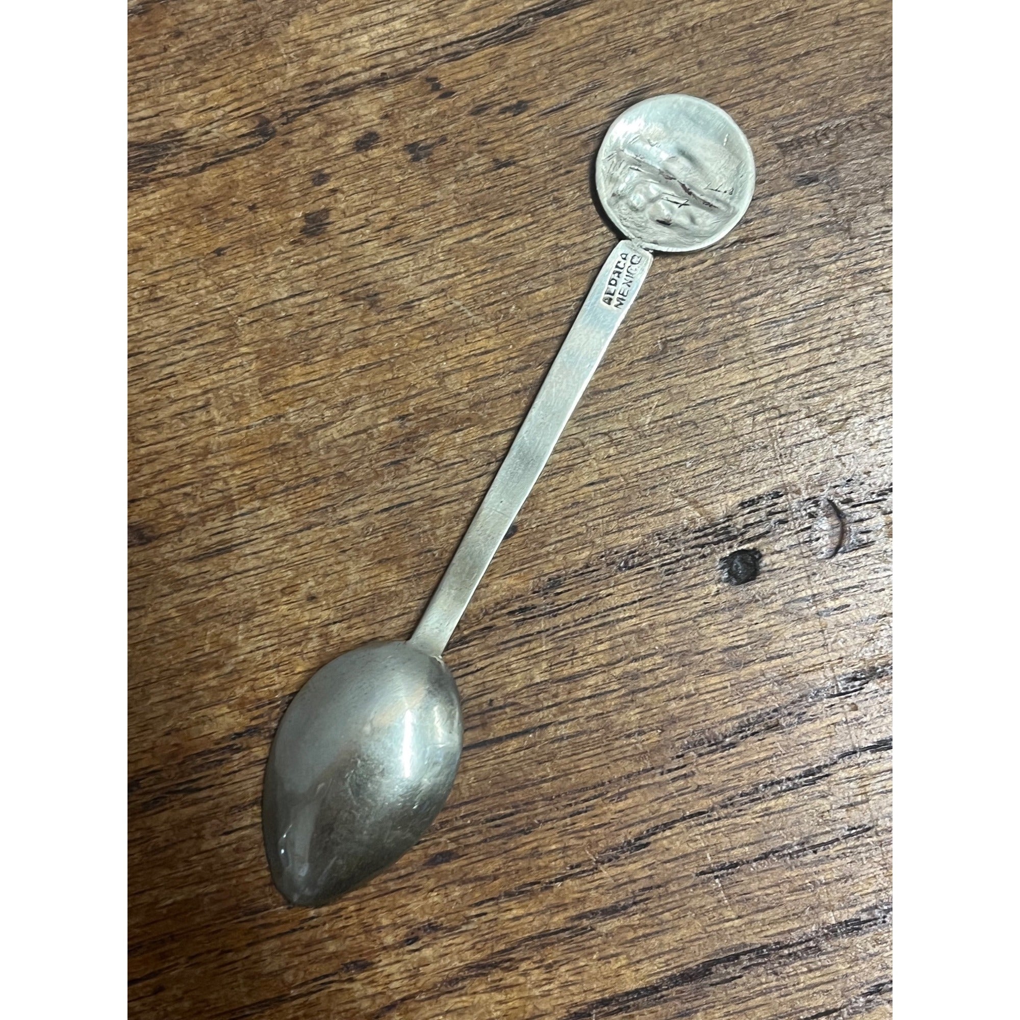 Vintage Mexican Alpaca Silver Souvenir Tea Spoon w/ Mayan Pyramid – 3.75" – 8.34 Grams