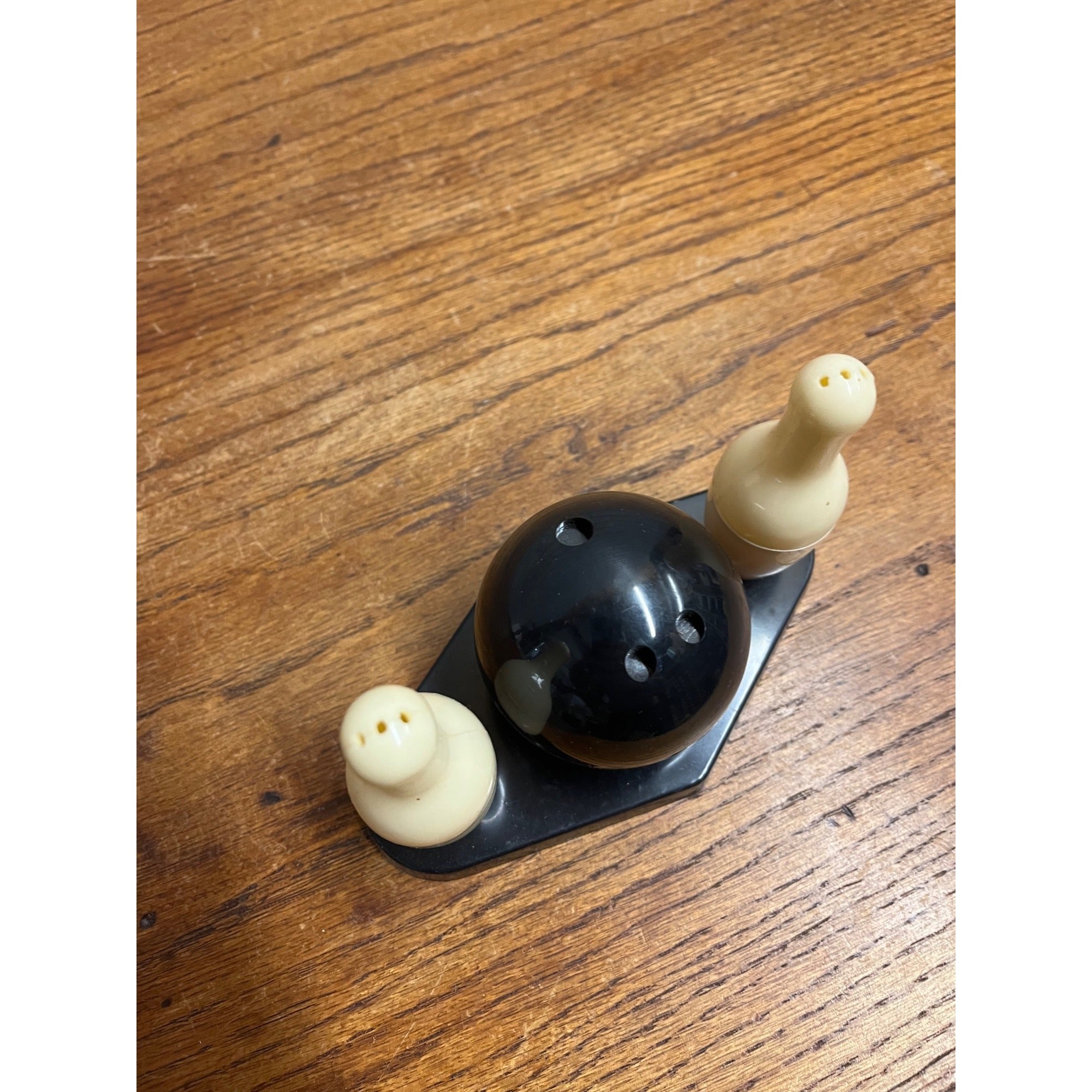 Vintage 1950s Ten Pin Bowling Salt & Pepper Shakers with Box - Plastic