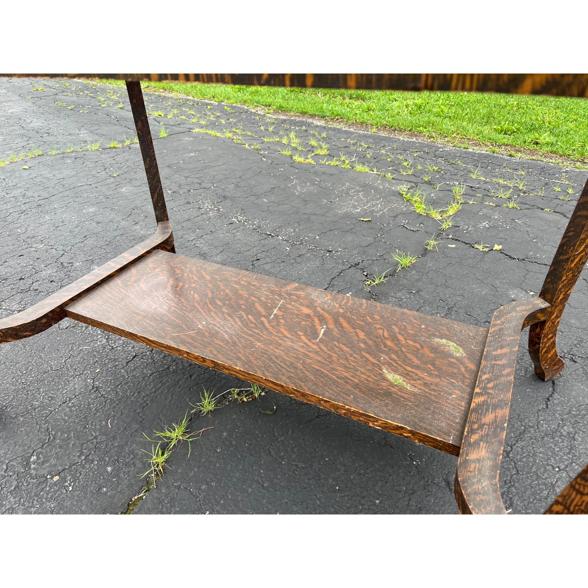 Vintage Early 1900s Grain Painted Wooden Library Table Desk w/ Drawer