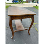 Vintage Early 1900s Grain Painted Wooden Library Table Desk w/ Drawer