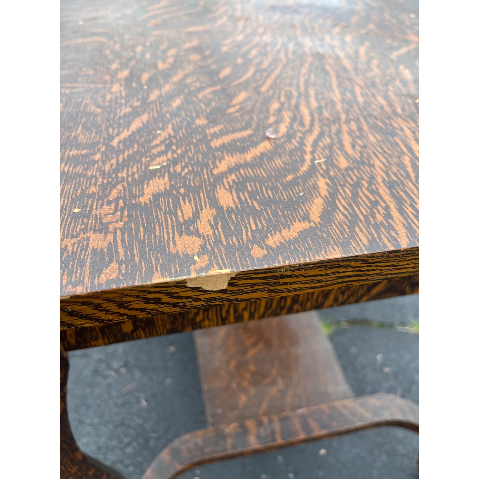 Vintage Early 1900s Grain Painted Wooden Library Table Desk w/ Drawer