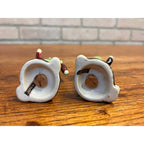 Vintage Anthropomorphic Running Fork and Spoon Ceramic Salt & Pepper Shaker Set Mid-Century Japan