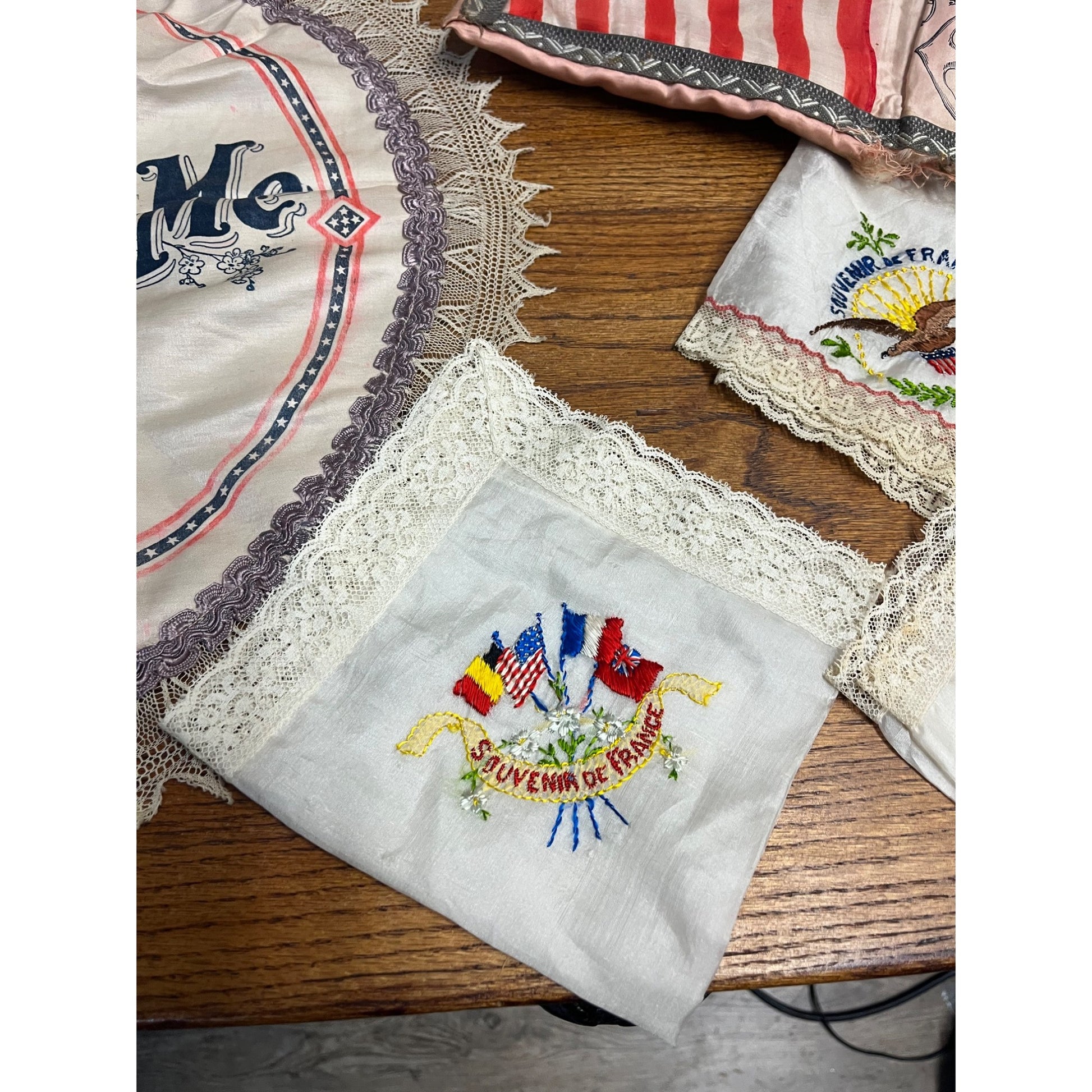 Vintage WW1 Sweetheart Remember Me Pillow Case Letter Pouch w/ Hankerchiefs