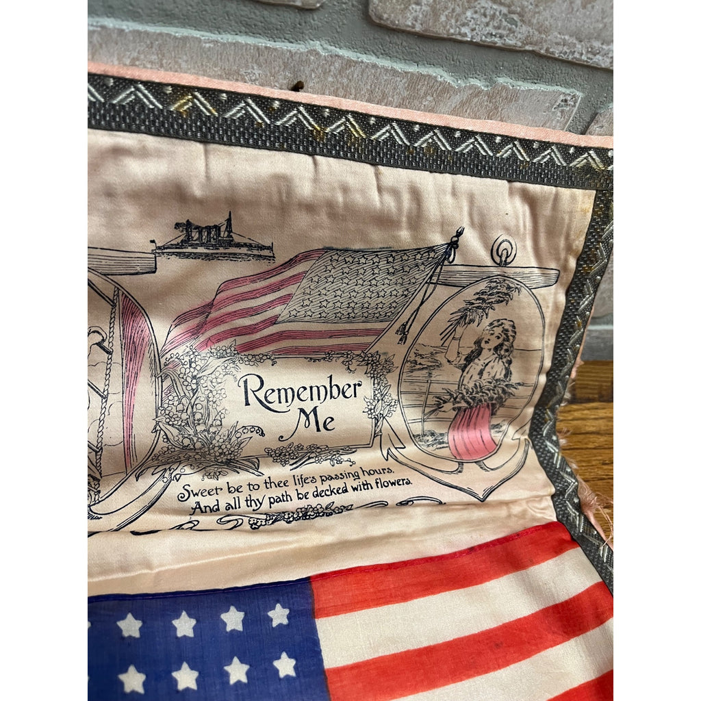 Vintage WW1 Sweetheart Remember Me Pillow Case Letter Pouch w/ Hankerchiefs