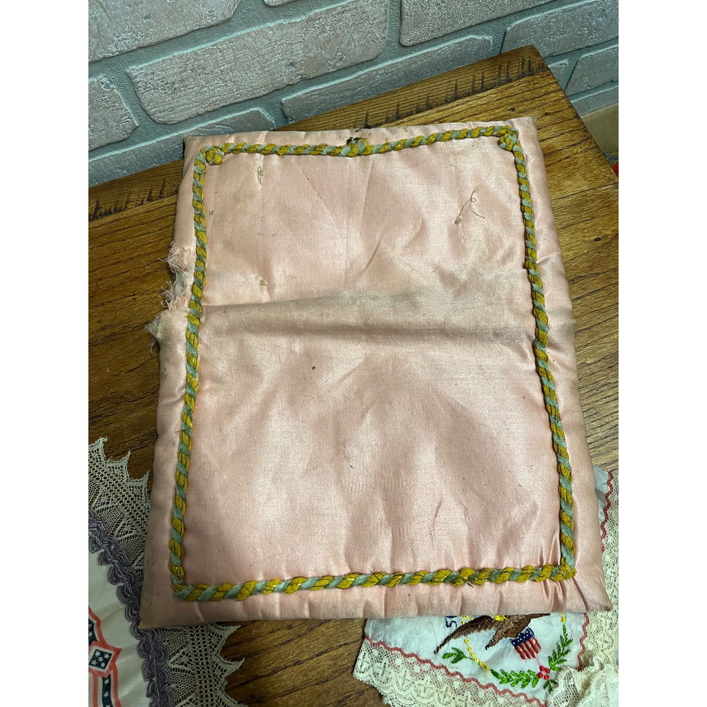 Vintage WW1 Sweetheart Remember Me Pillow Case Letter Pouch w/ Hankerchiefs
