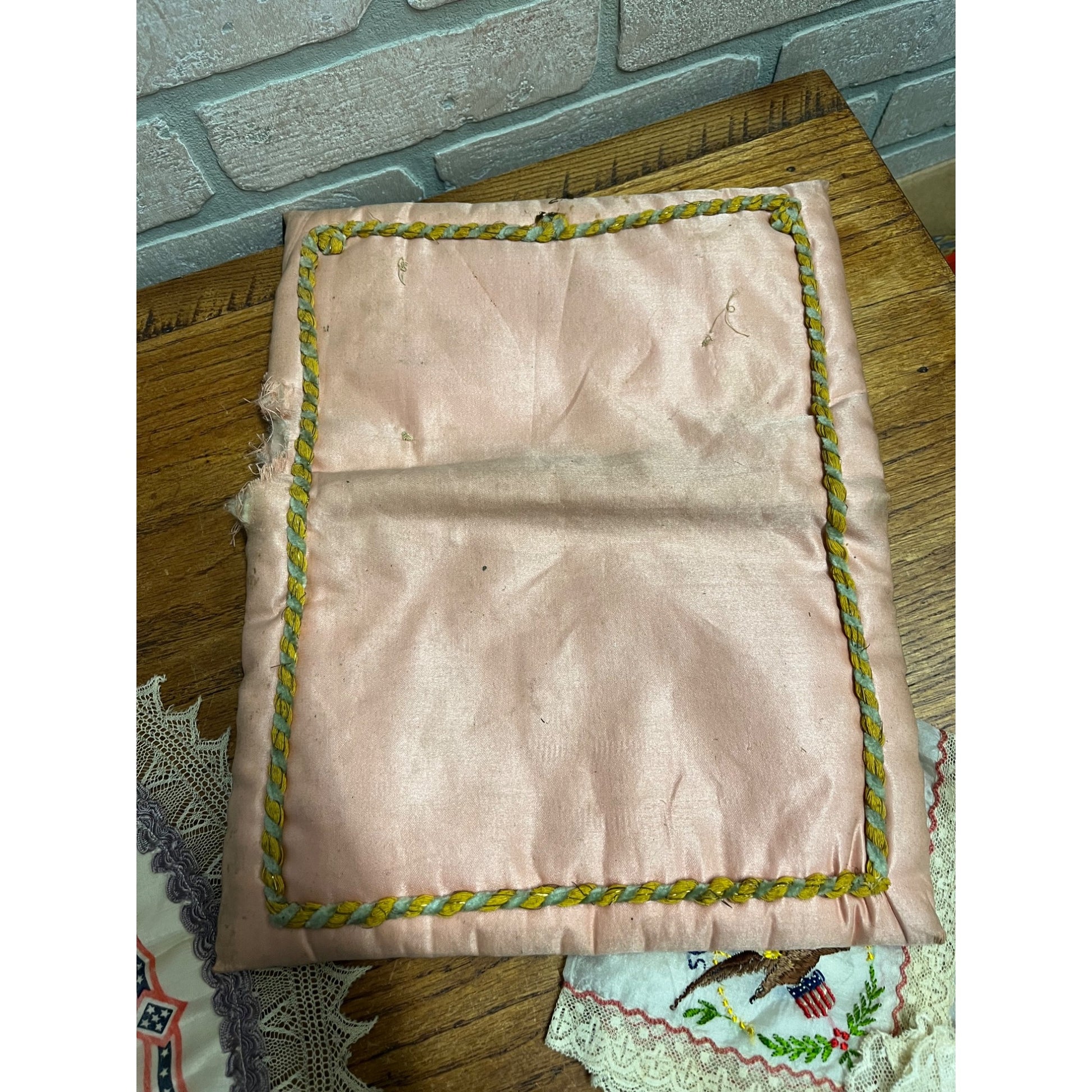 Vintage WW1 Sweetheart Remember Me Pillow Case Letter Pouch w/ Hankerchiefs