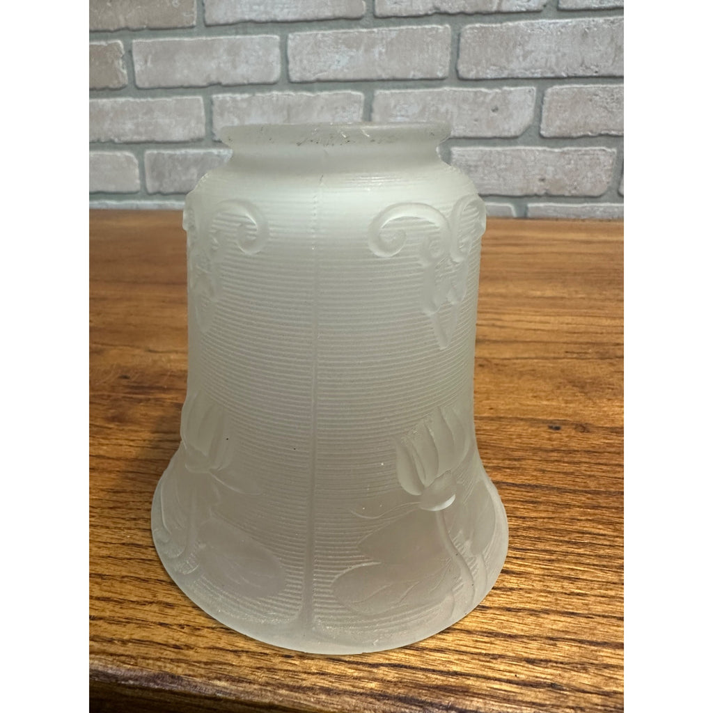 Vintage Frosted Glass Lamp Light Shade Floral 2.25" Fitter 2-1/4"