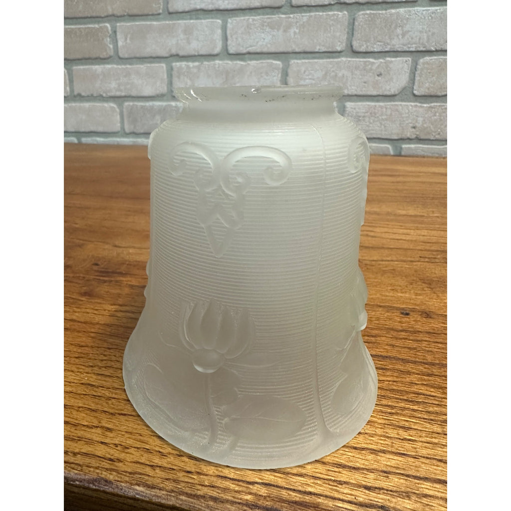 Vintage Frosted Glass Lamp Light Shade Floral 2.25" Fitter 2-1/4"