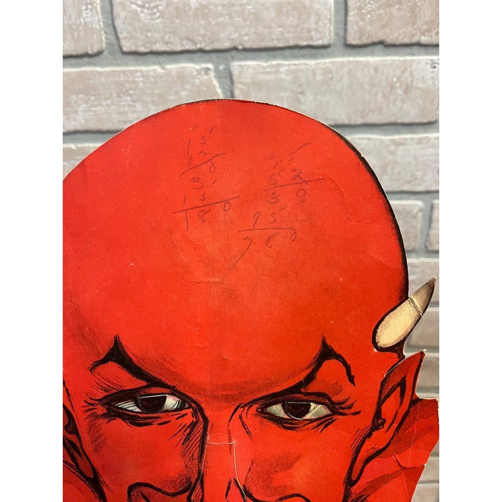 RARE Vintage Halloween Die Cut Cardboard DEVIL SATAN MASK EMERICK’S Buffalo, NY