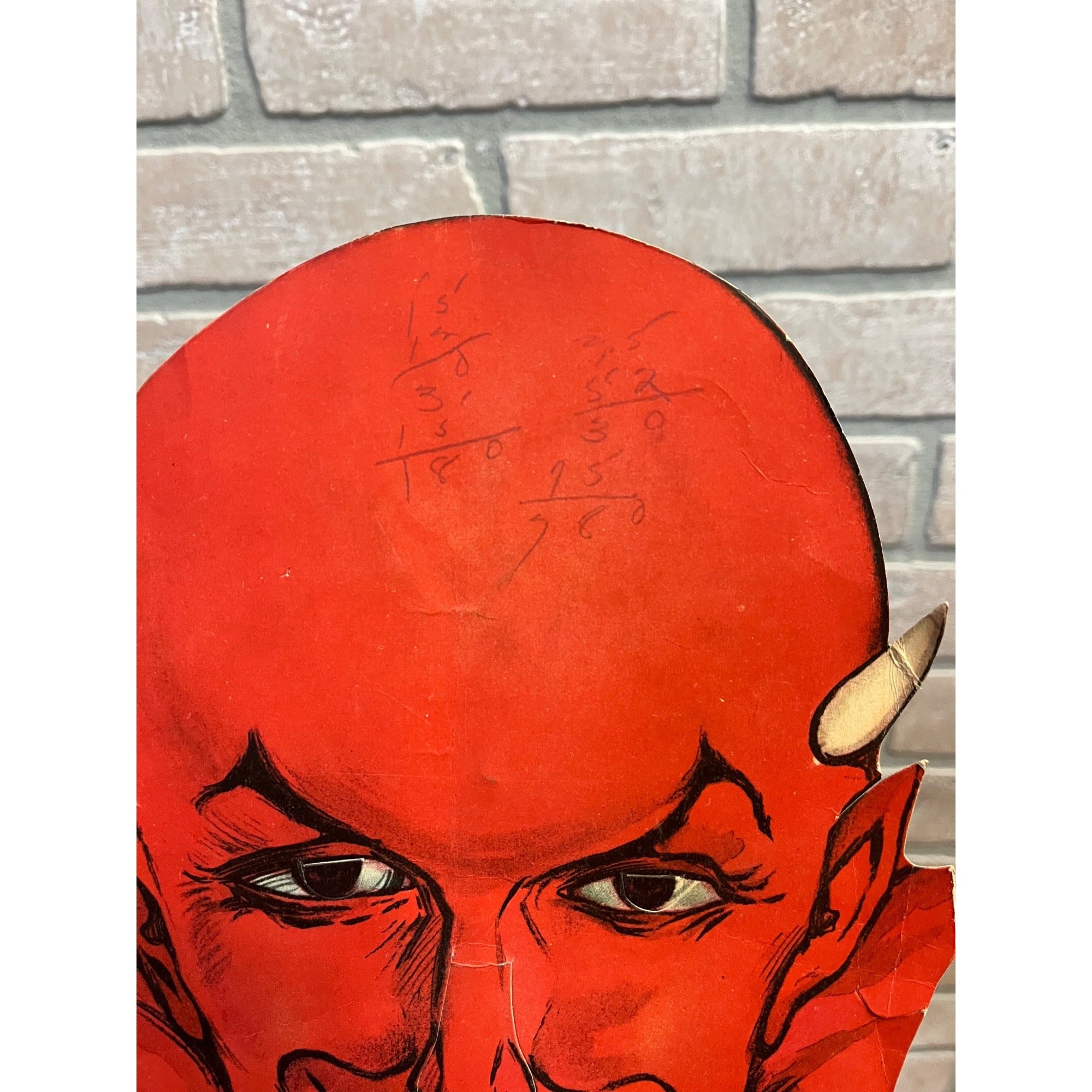 RARE Vintage Halloween Die Cut Cardboard DEVIL SATAN MASK EMERICK’S Buffalo, NY