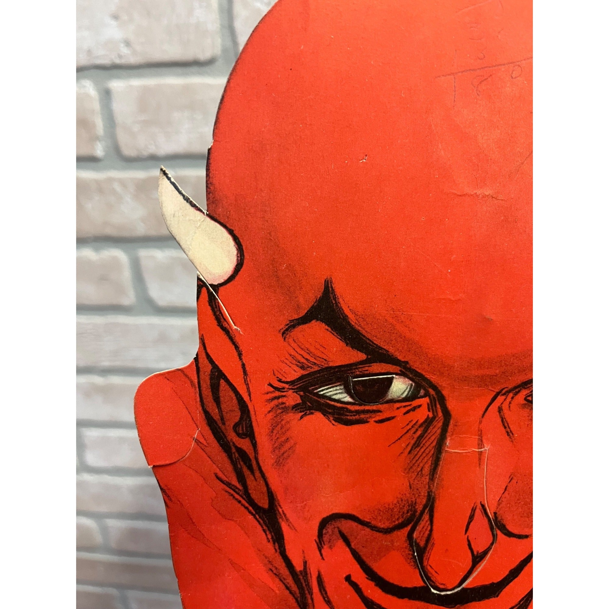 RARE Vintage Halloween Die Cut Cardboard DEVIL SATAN MASK EMERICK’S Buffalo, NY