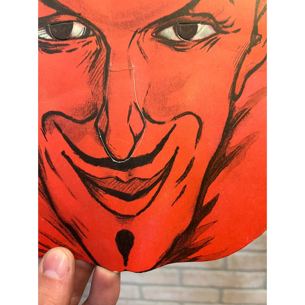 RARE Vintage Halloween Die Cut Cardboard DEVIL SATAN MASK EMERICK’S Buffalo, NY