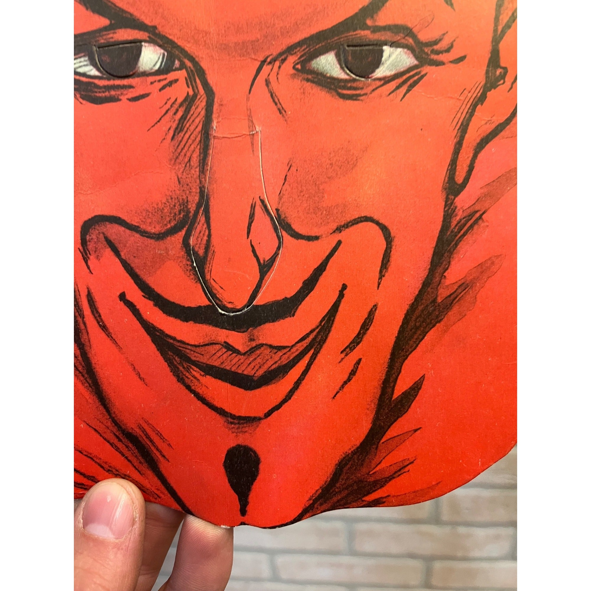 RARE Vintage Halloween Die Cut Cardboard DEVIL SATAN MASK EMERICK’S Buffalo, NY