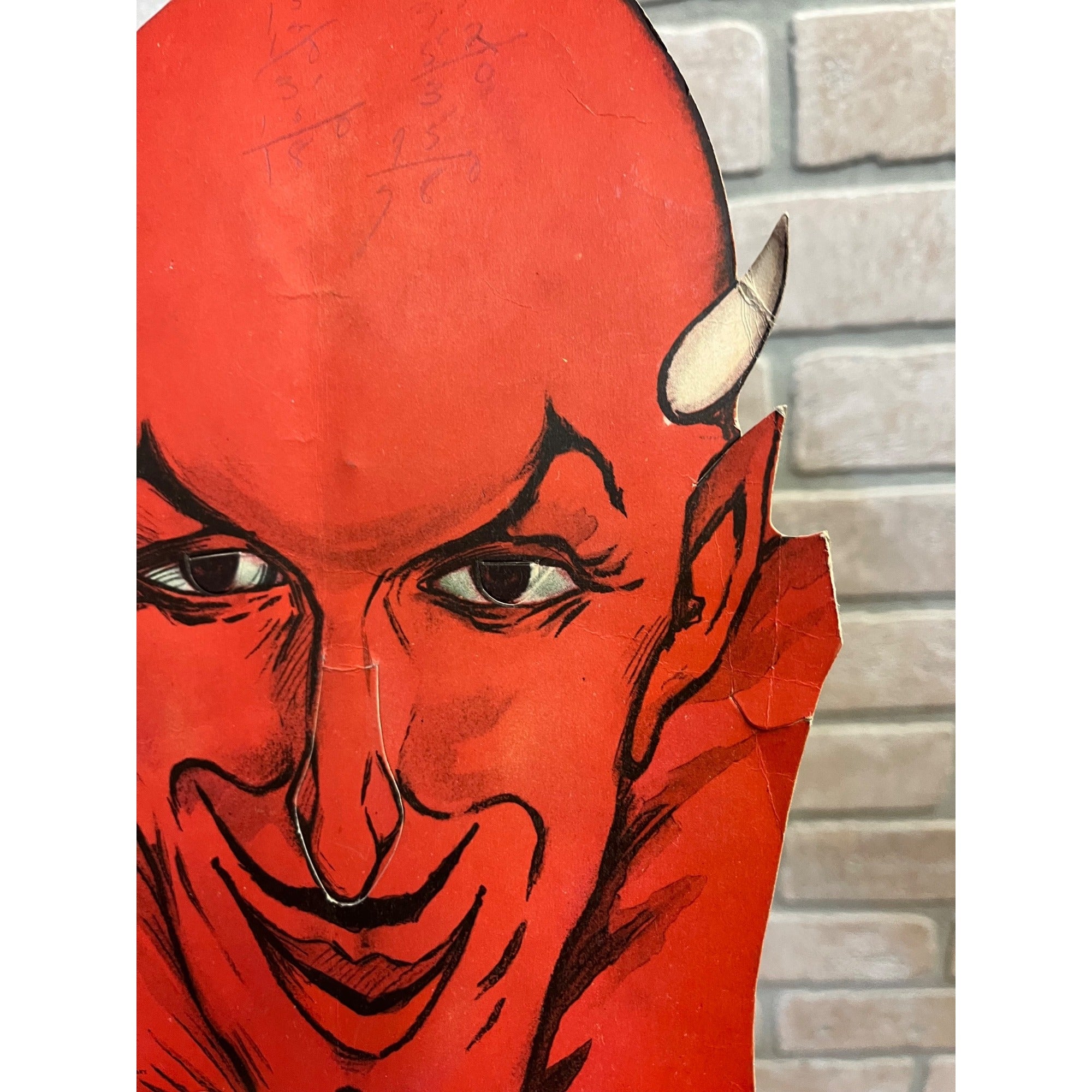 RARE Vintage Halloween Die Cut Cardboard DEVIL SATAN MASK EMERICK’S Buffalo, NY