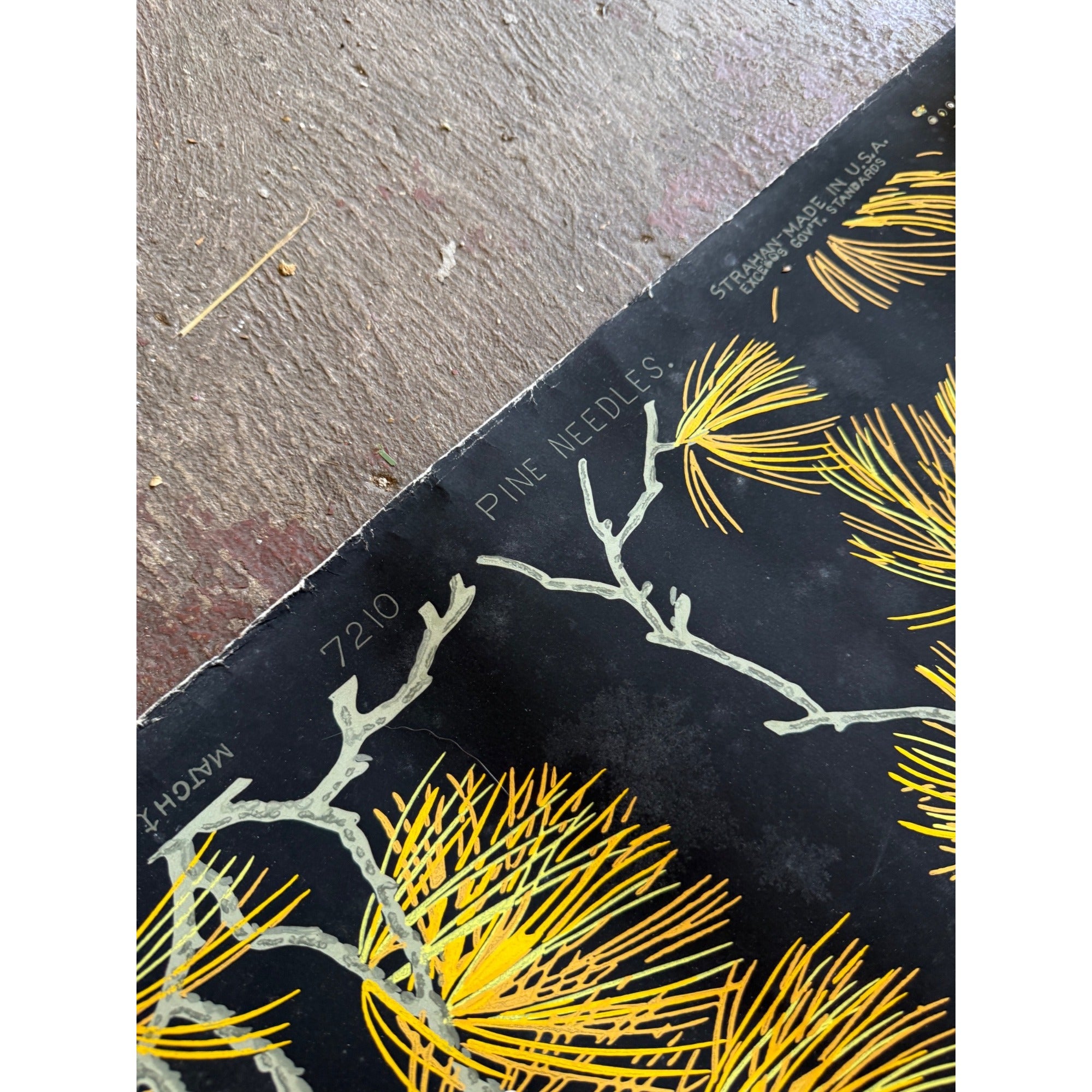Vintage Pine Needles Black Wallpaper Roll For Crafting Black & Gold