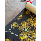 Vintage Pine Needles Black Wallpaper Roll For Crafting Black & Gold