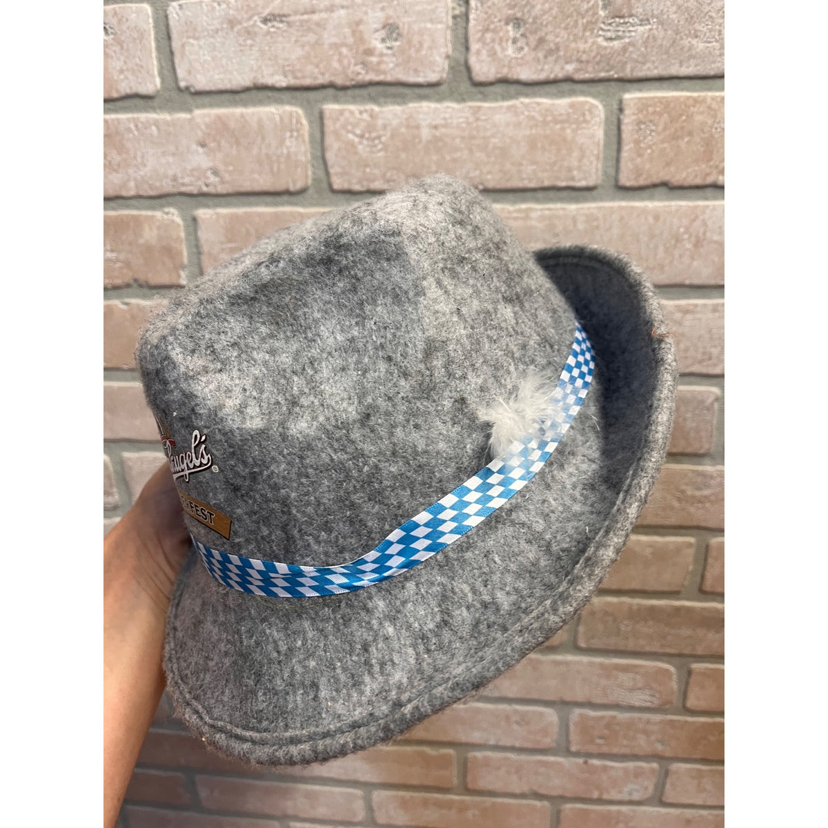 Vintage Leinenkugel's Grey Felt Oktoberfest Tyrolean Bavarian Hat Breweriana Advertising Chippewa Falls, WI