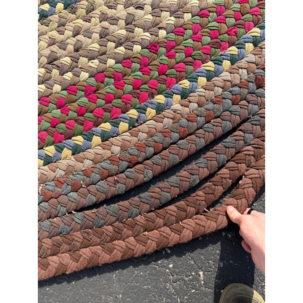 Antique Large Handmade Primitive Braided Area Floor Rug 12' x 15' Primitive Farmhouse