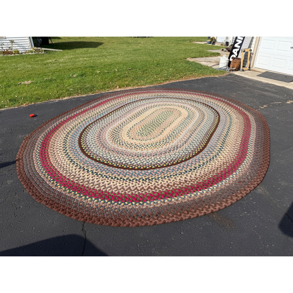 Antique Large Handmade Primitive Braided Area Floor Rug 12' x 15' Primitive Farmhouse