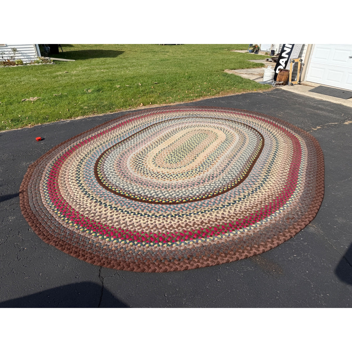 Antique Large Handmade Primitive Braided Area Floor Rug 12' x 15' Primitive Farmhouse