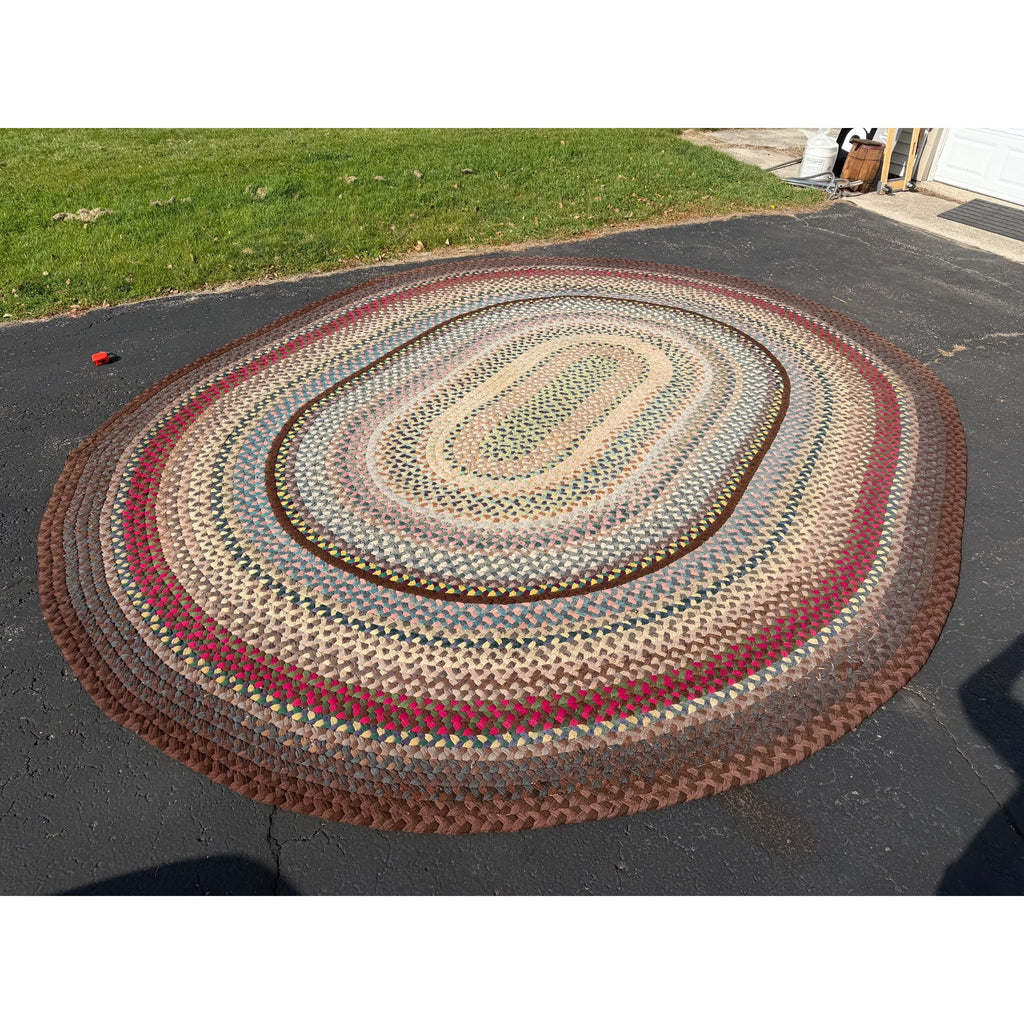 Antique Large Handmade Primitive Braided Area Floor Rug 12' x 15' Primitive Farmhouse