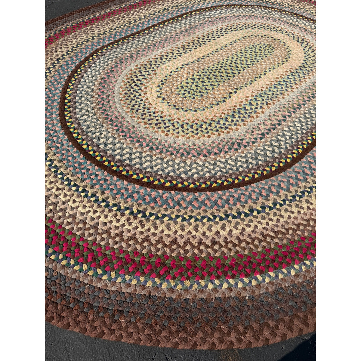 Antique Large Handmade Primitive Braided Area Floor Rug 12' x 15' Primitive Farmhouse