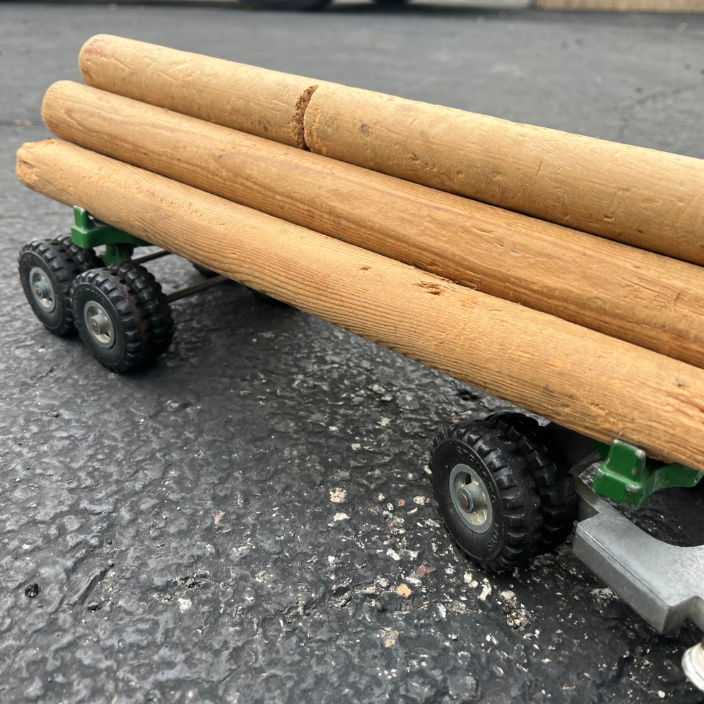 Vintage Structo Log Carrier Semi Truck Hauler Trailer Pressed Steel Toy