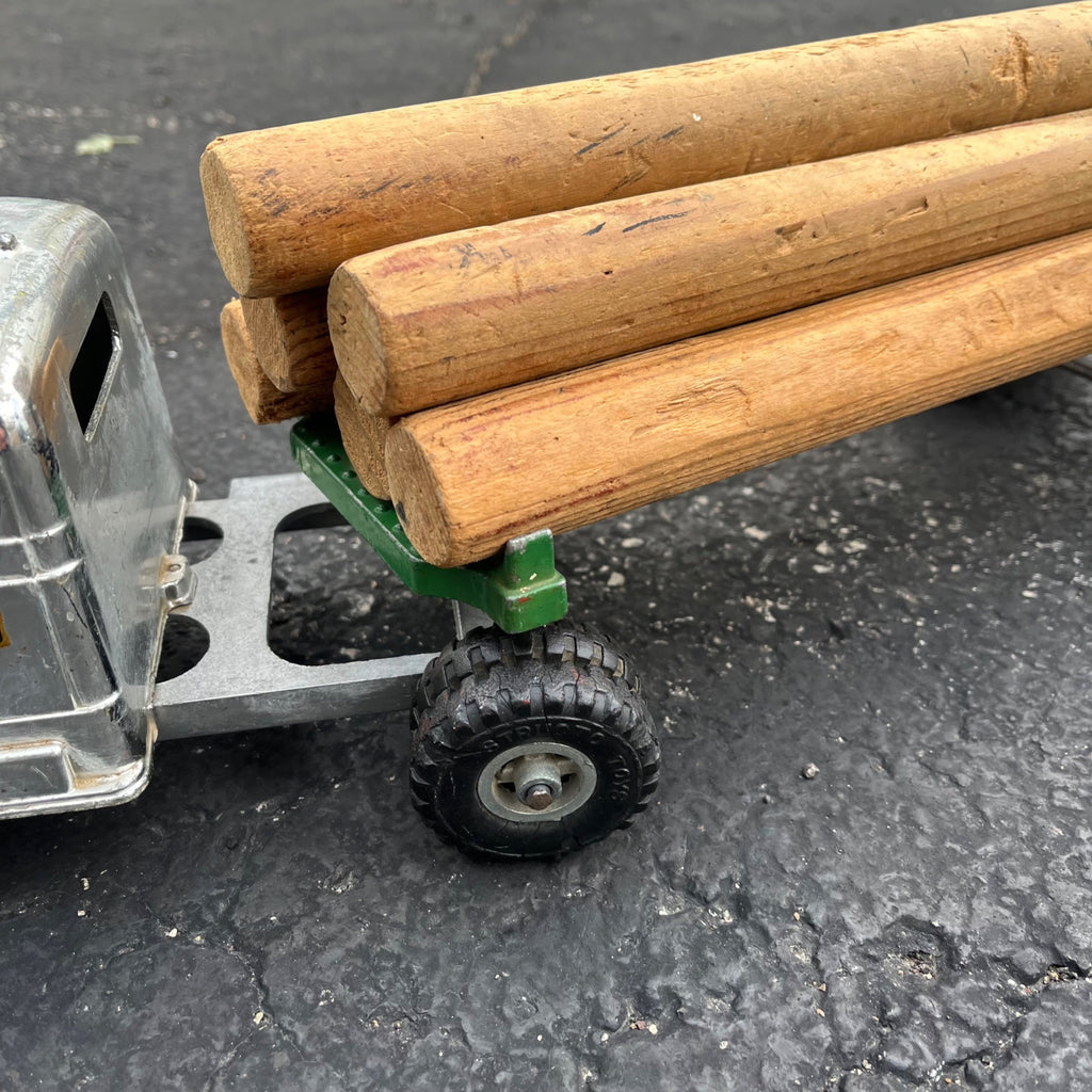 Vintage Structo Log Carrier Semi Truck Hauler Trailer Pressed Steel Toy