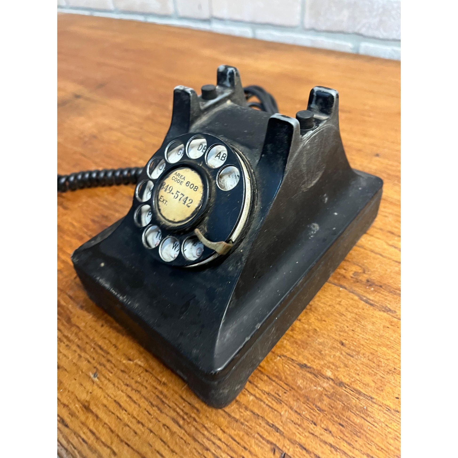 Vintage 1940s Western Electric Metal Rotary Telephone Black Desk Phone