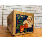 Vintage Season's Greetings Wood Apples Shipping Crate Box Yakima WA Santa Claus