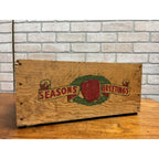 Vintage Season's Greetings Wood Apples Shipping Crate Box Yakima WA Santa Claus