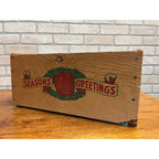Vintage Season's Greetings Wood Apples Shipping Crate Box Yakima WA Santa Claus