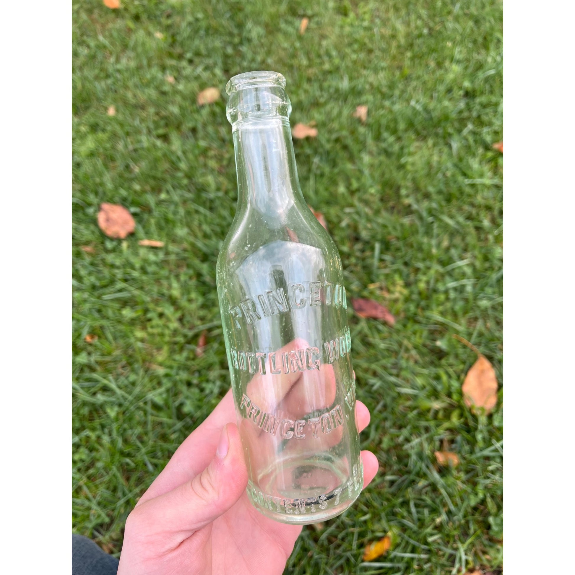 Princeton WI Beer Soda Bottle Princeton Bottling Works embossed 1933 clear