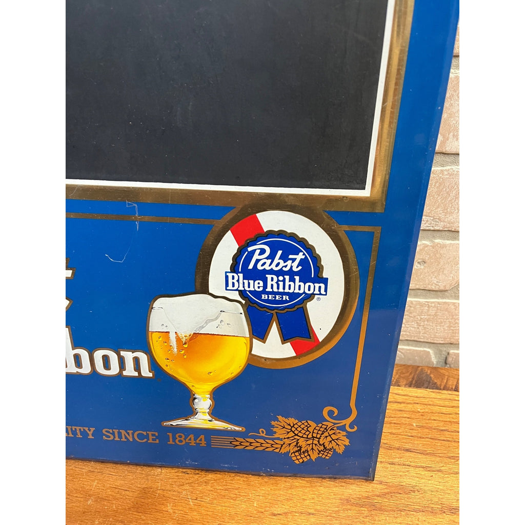 Vintage Pabst Blue Ribbon Beer Menu Board Tin Advertising Sign PBR Blue