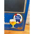 Vintage Pabst Blue Ribbon Beer Menu Board Tin Advertising Sign PBR Blue