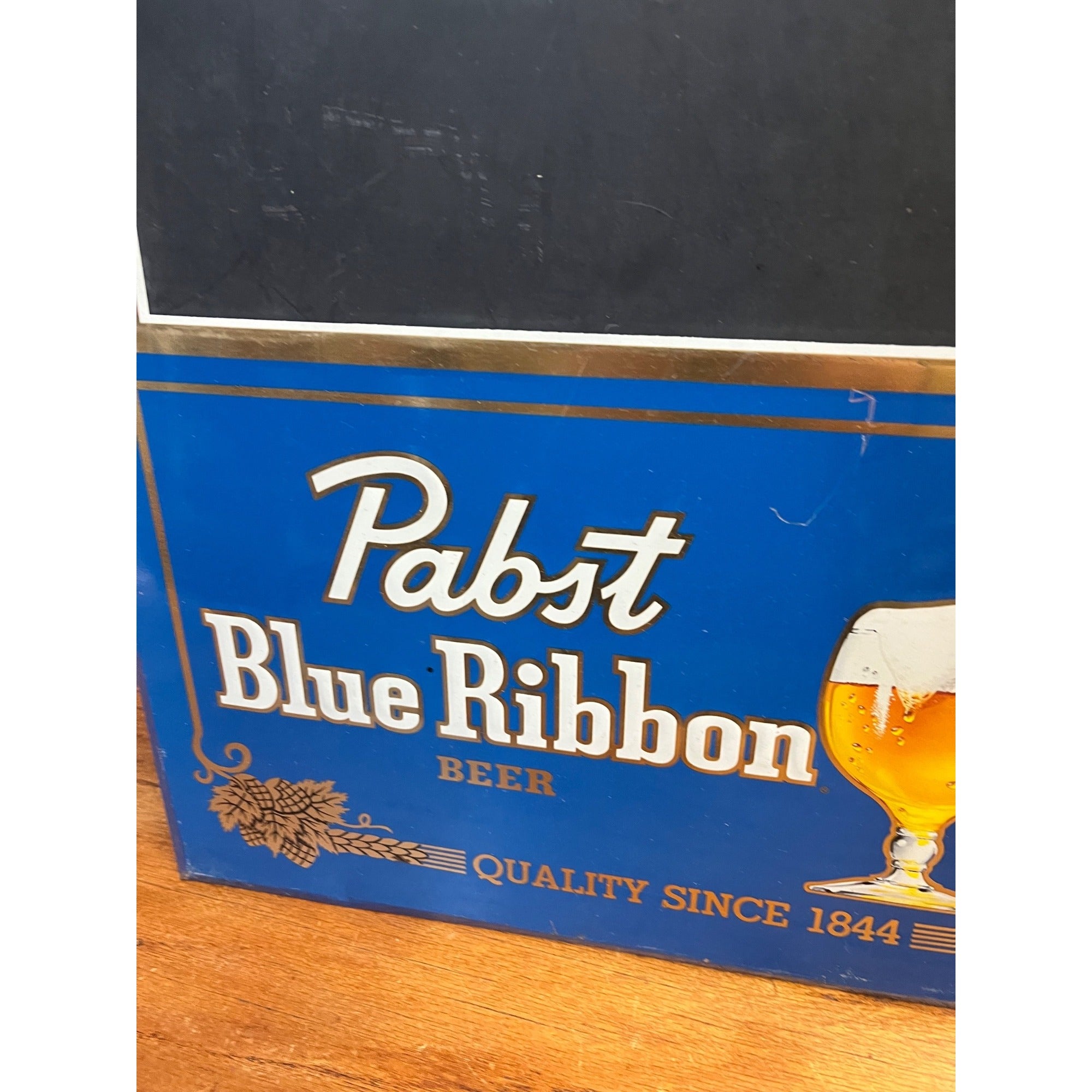 Vintage Pabst Blue Ribbon Beer Menu Board Tin Advertising Sign PBR Blue