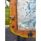 Antique Handmade Americana Folk Art Frame w/ Mail Pouch Indian Tin Sign Tobacco