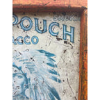 Antique Handmade Americana Folk Art Frame w/ Mail Pouch Indian Tin Sign Tobacco