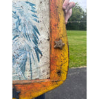 Antique Handmade Americana Folk Art Frame w/ Mail Pouch Indian Tin Sign Tobacco