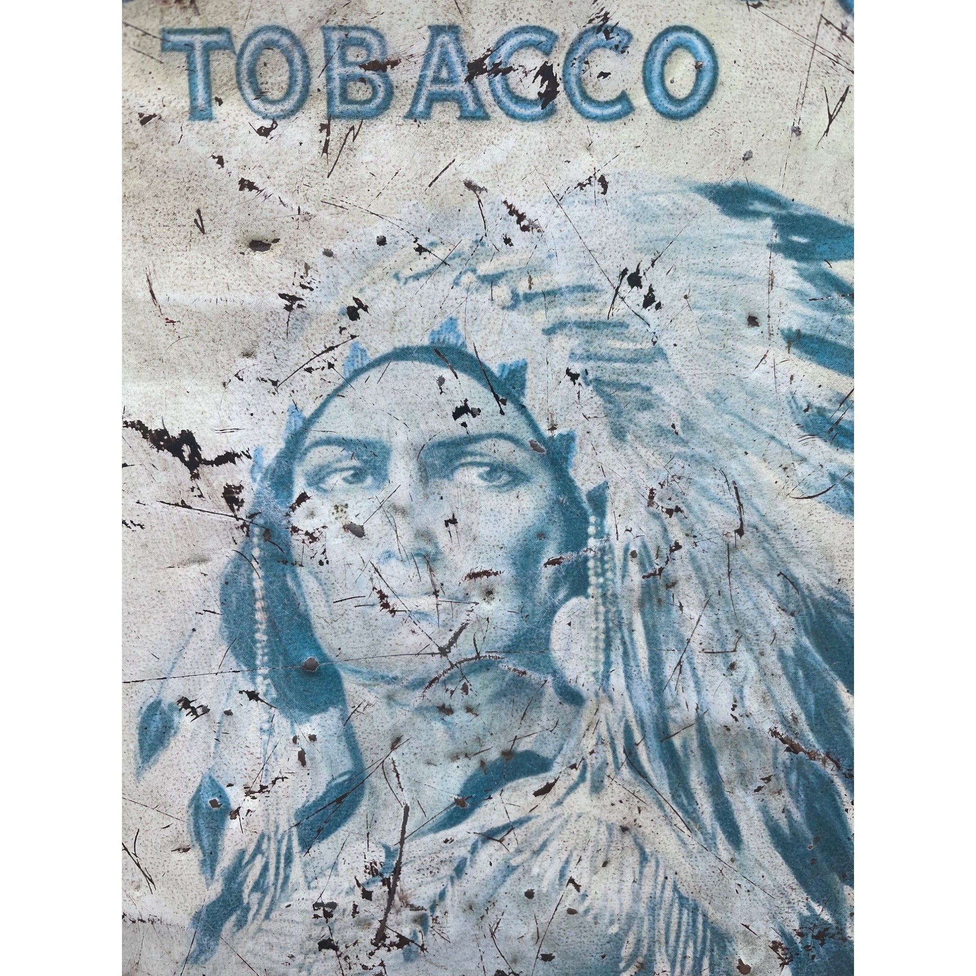 Antique Handmade Americana Folk Art Frame w/ Mail Pouch Indian Tin Sign Tobacco