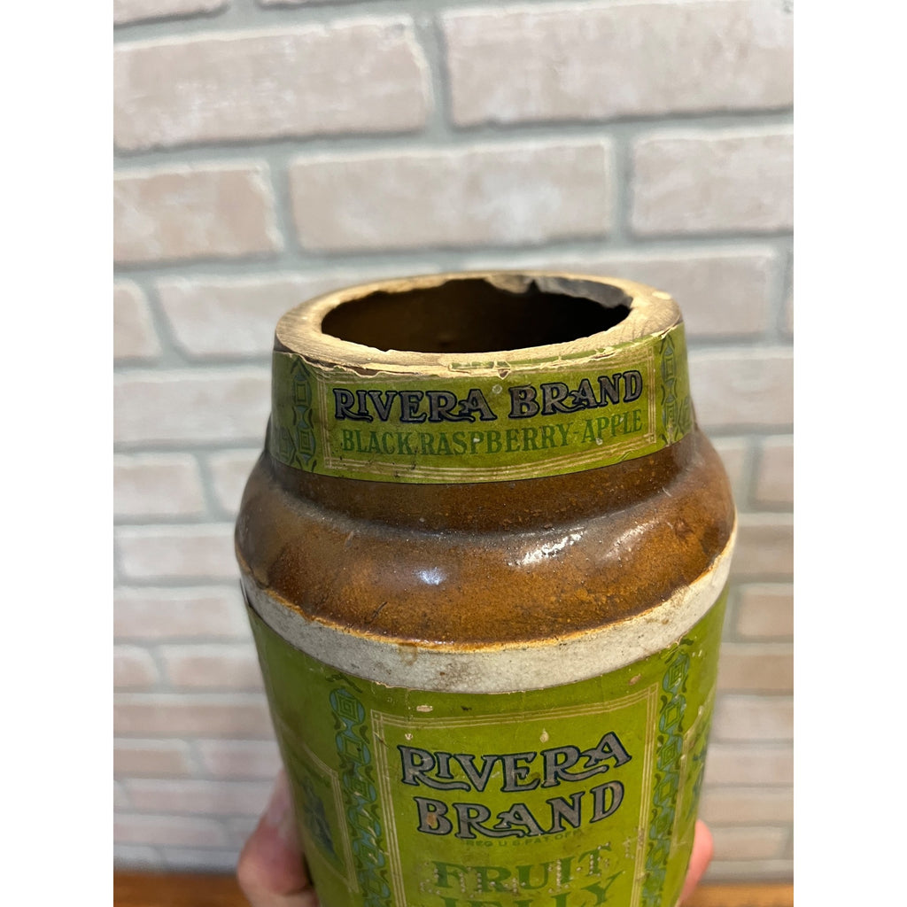 Antique Sears Roebuck Rivera Brand Jelly Jam Stoneware Crock Advertising Primitive Farmhouse